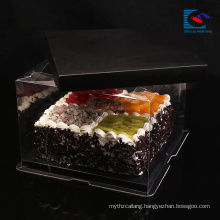 Luxury customized size black art paper cake box wtih handle